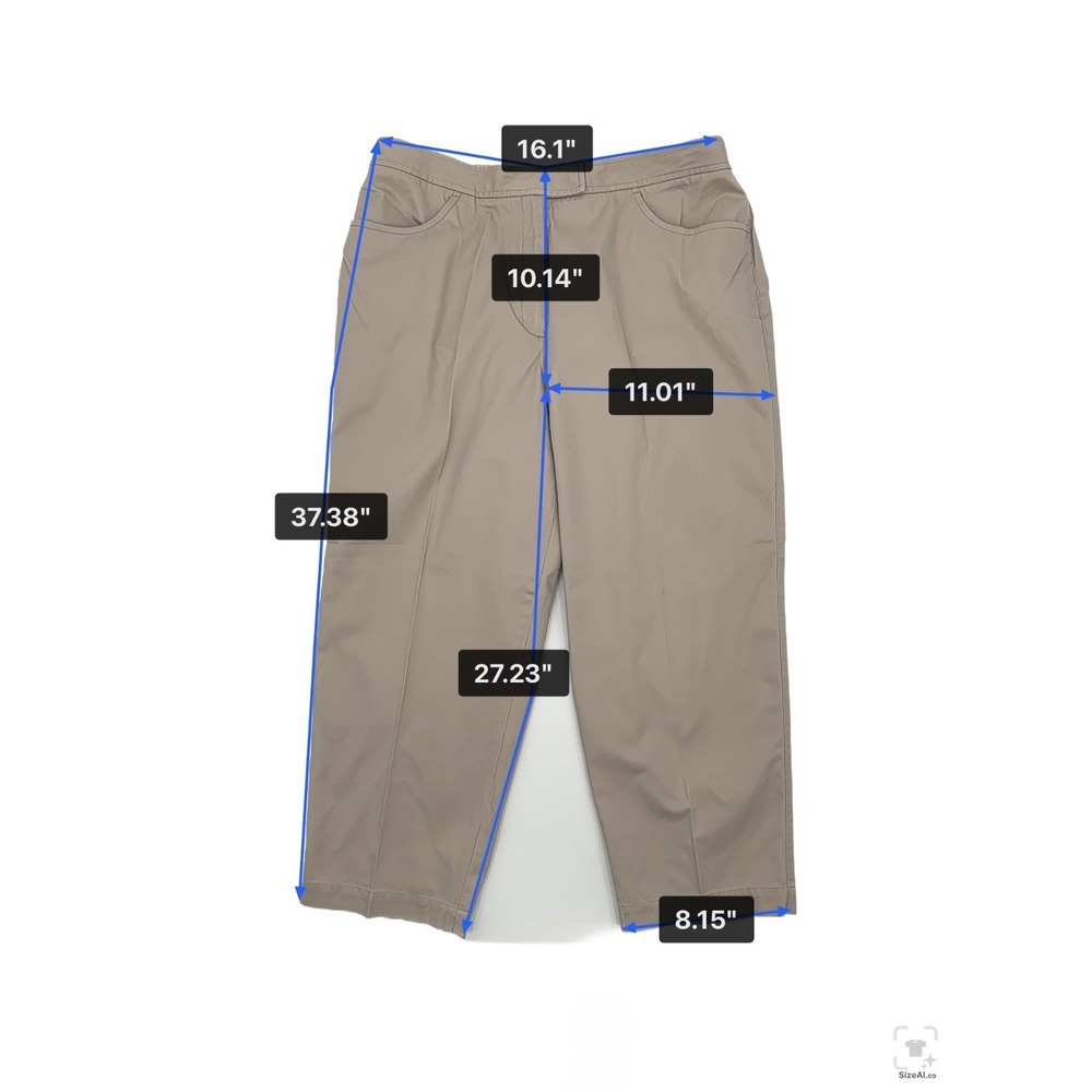 Liz Claiborne LizSport Women's Beige Capri Pants Size 16 Cropped Casual Travel - Picture 12 of 13